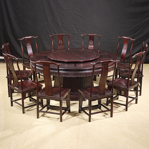 血檀餐桌 非洲小叶紫檀圆餐桌 红木餐桌 圆形